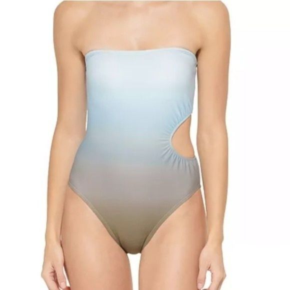 NWT DKNY Ombre Blue Strapless One Piece Swimsuit - Picture 14 of 14
